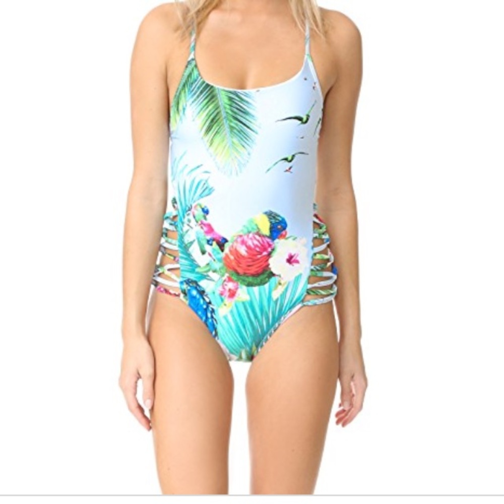 NWT 6 shore road carnival parrot swim suit XS